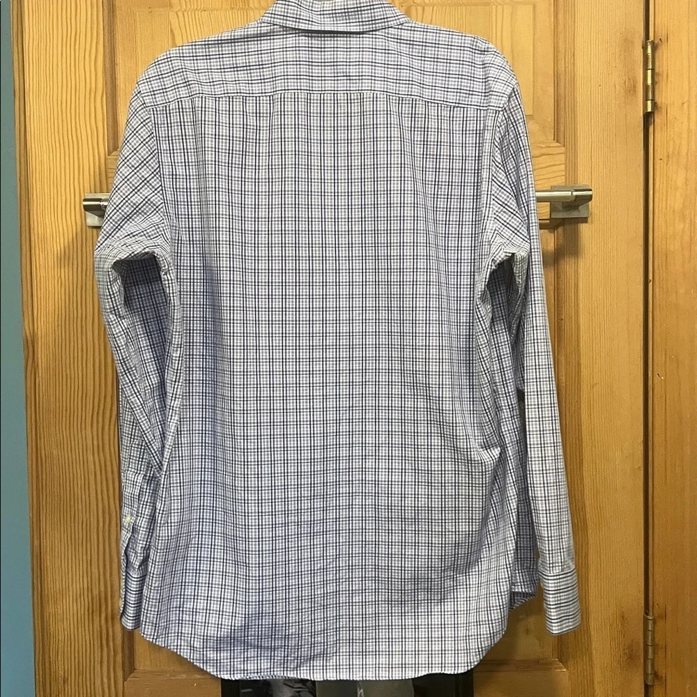 Banana Republic Men's Blue and White Plaid Dress Shirt